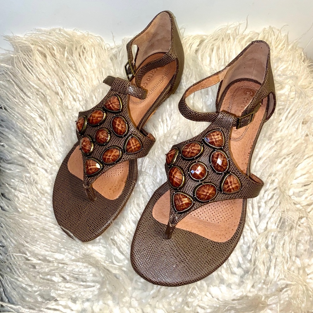 🌺👠 Nib Corso como leather lizard sandal SZ 7